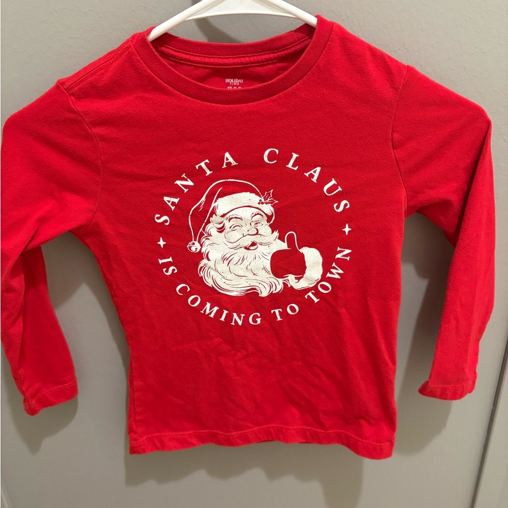 Holiday Time Red Santa Claus Kids Tee